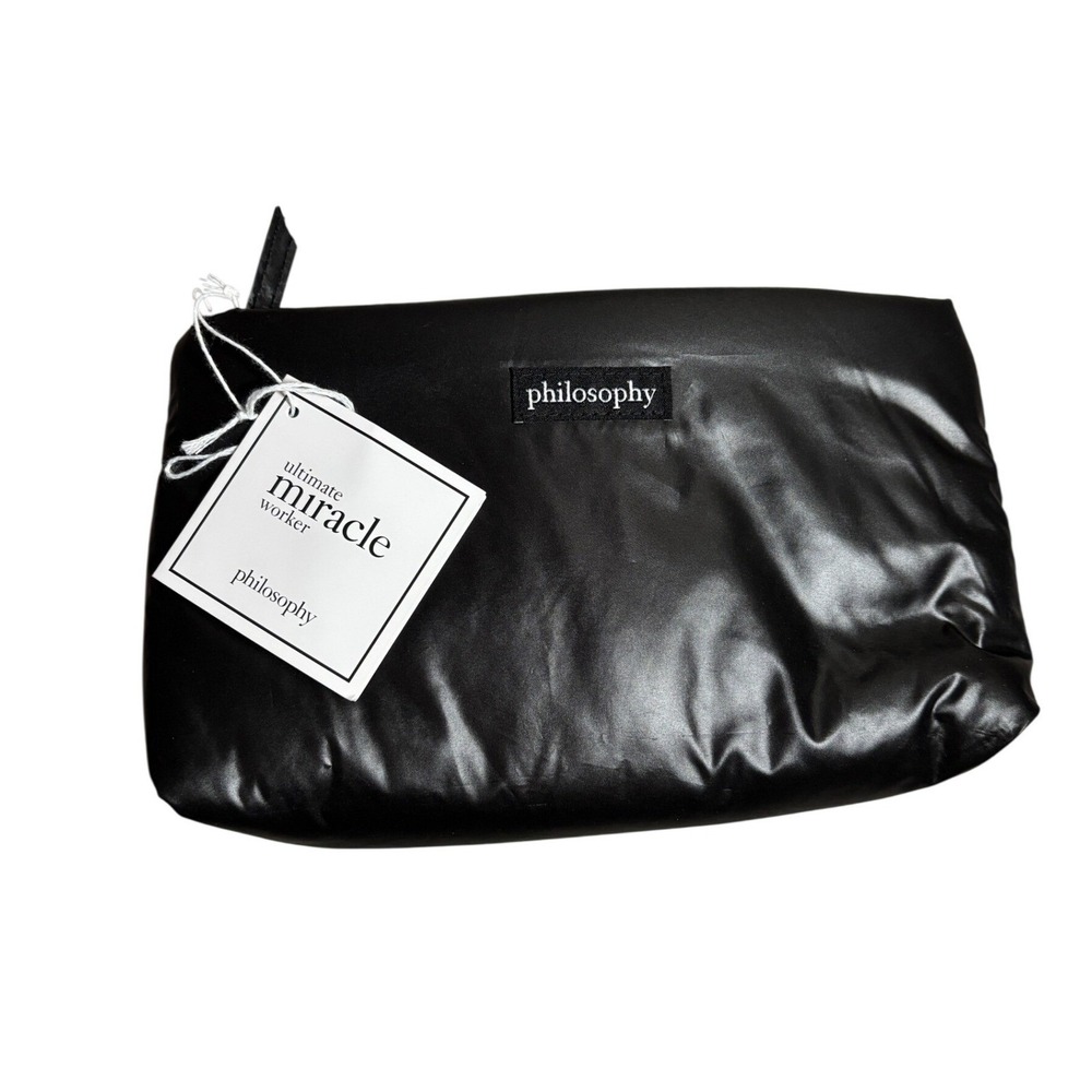 NWT Philosophy Ultimate Miracle Worker Black Puffy Makeup Bag Cosmetic Pouch NEW